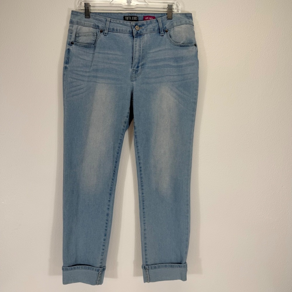 Faith Jeans HOPE FAITH High Rise Stretch Skinny Ankle Light Wash Blue Jeans 12